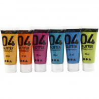 A-Color Acrylic Paint Glitter, 6 Secondary colours, 6x20 ml - #595364