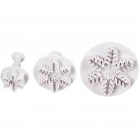CC Cookie cutters with stamp, white, snowflake, Dia. 3,2+4,8+6,5 cm, 3 pc/ 1 pack - #588889