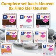 Fimo clay soft brown incl black/gray/skin colors shades - 6 packages - #603160